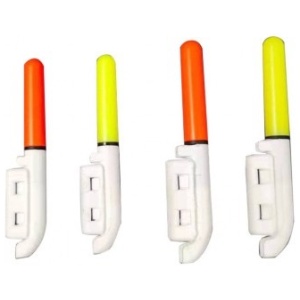 Electronic-firefly-bite-on-a-battery-with-attachment-to-a-fishing-rod-green
