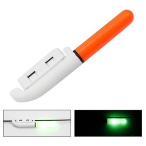 Electronic-firefly-bite-on-a-battery-with-attachment-to-a-fishing-rod-red
