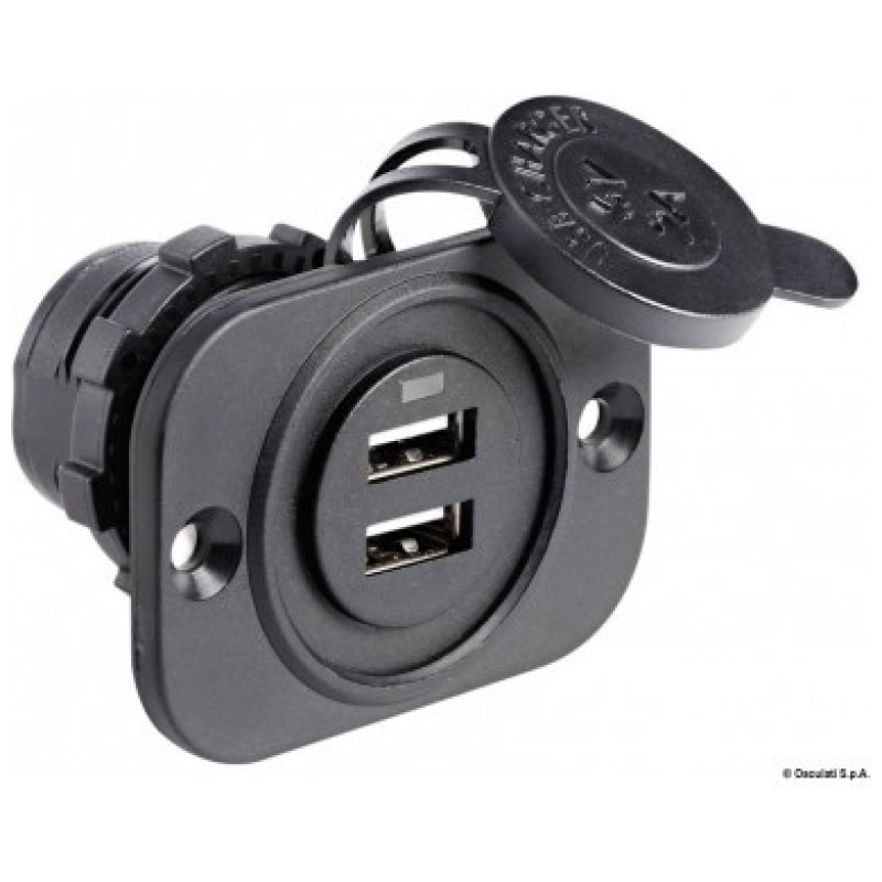 Usb-power-socket-double-black