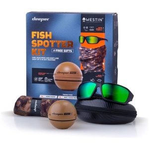 Kajalood Deeper Smart Sonar CHIRP+ 2 Fish Spotter Kit 2023 with Neck Gainer and Westin Sport Glasses