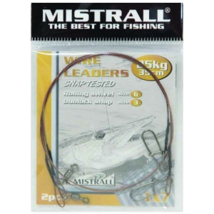 Tross Mistrall Wire Leaders 1×7 25kg 35cm Swiwel #6, Snap #3 2tk