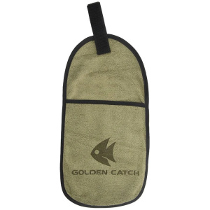 Towel with pocket Golden catch 35x18cm green