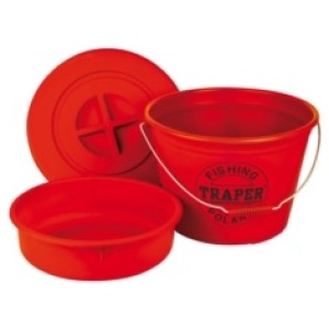 Bait bucket TRAPER 2-part 25L with lid and bowl, red 68034