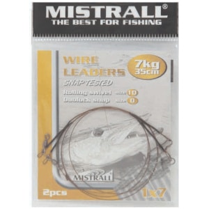 Tross Mistrall Wire Leaders 1×7 7kg 35cm Swiwel #10 Snap #0 2tk