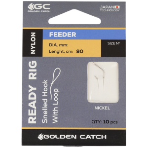 Lips Golden Catch Feeder Snelled Hook with Loop 0,14mm 90cm #12 10tk